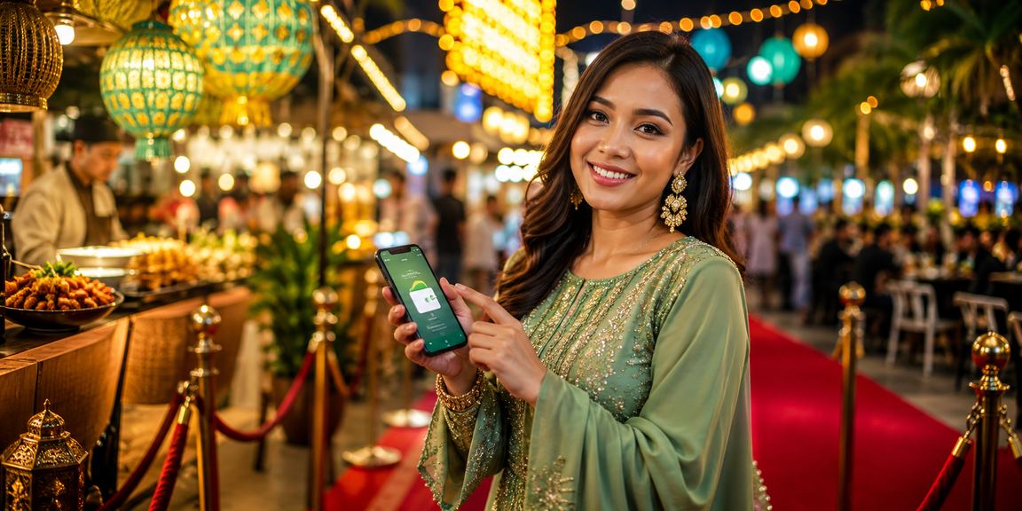 Suasana perayaan Hari Raya dengan promosi pertaruhan sukan eksklusif di platform